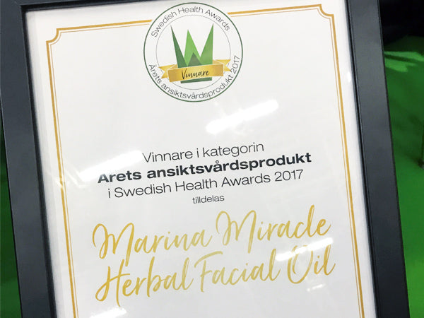 Herbal Face Oil er årets ansiktsprodukt i Swedish Health Awards