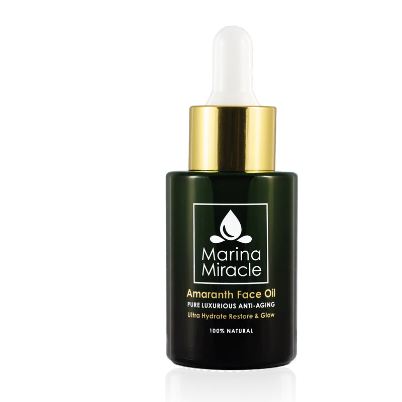 Marina Miracle Amaranth Face Oil for moden og tørr hud er en helt naturlig og økologisk ansiktsolje som passer god til voksen hud.